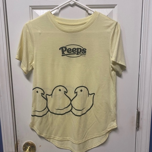 Peeps Womens Shirt Size Medium 7-9 Yellow Black Tee Short Sleeve Easter Peeps - Picture 2 of 7